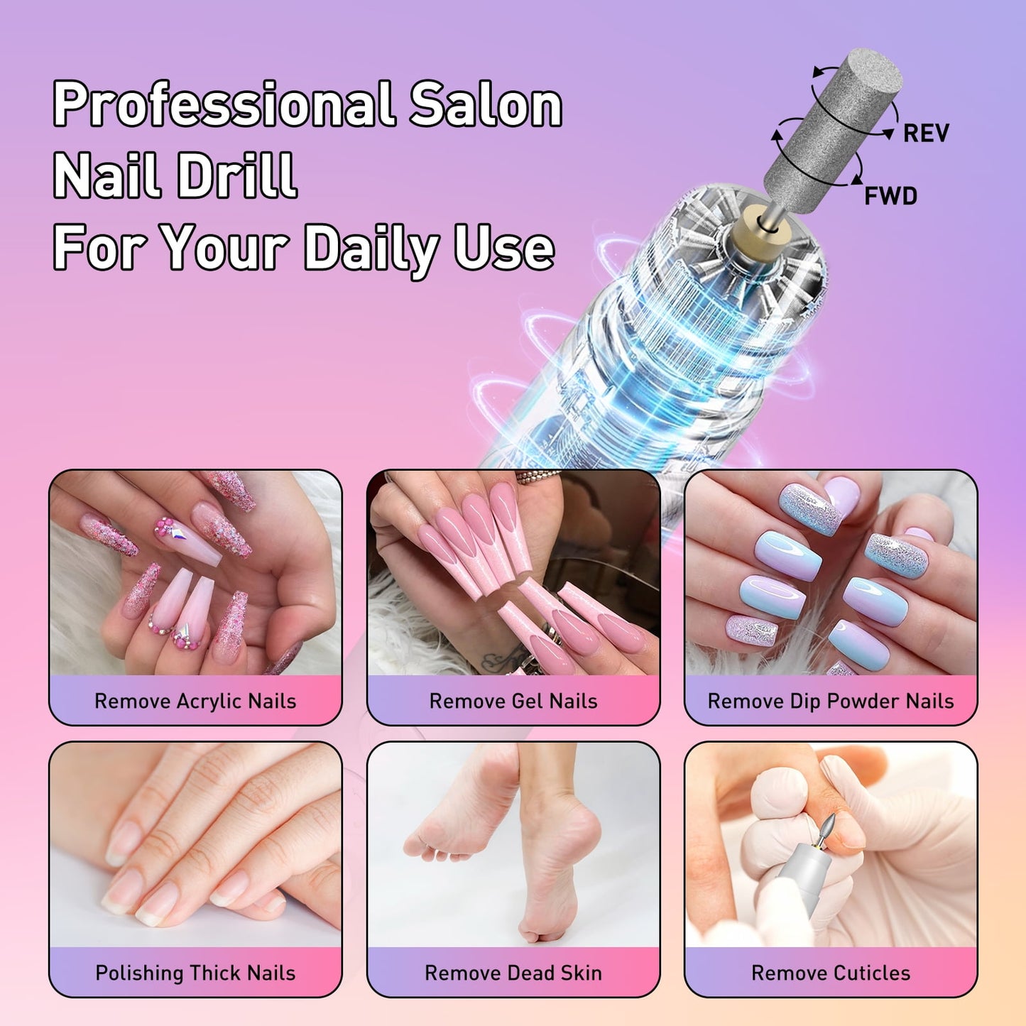 Devimic Cordless Electric Nail Drill Kit | Professional Manicure Tool for Acrylic & Gel