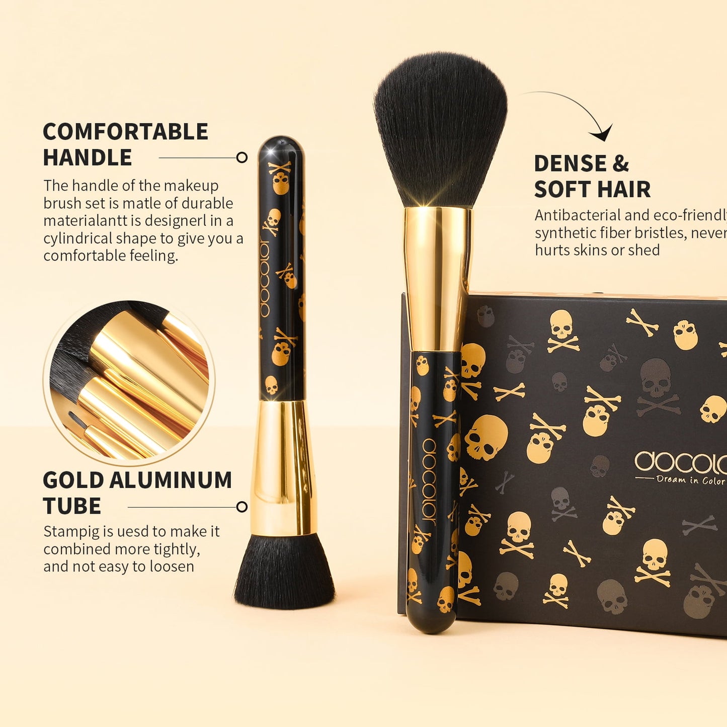 12-Piece Skull Makeup Brush Set | Gothic Professional Brushes in Gift Box