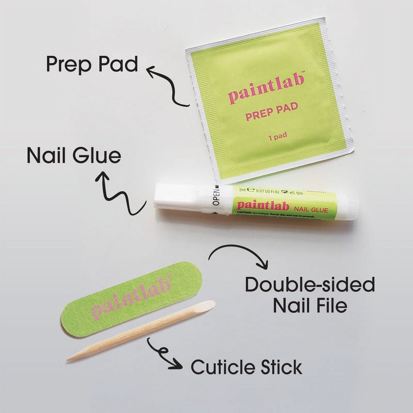 PaintLab 30-Count Reusable Gel Press-On Nails | Purple Lavender Butterfly Coffin Shape
