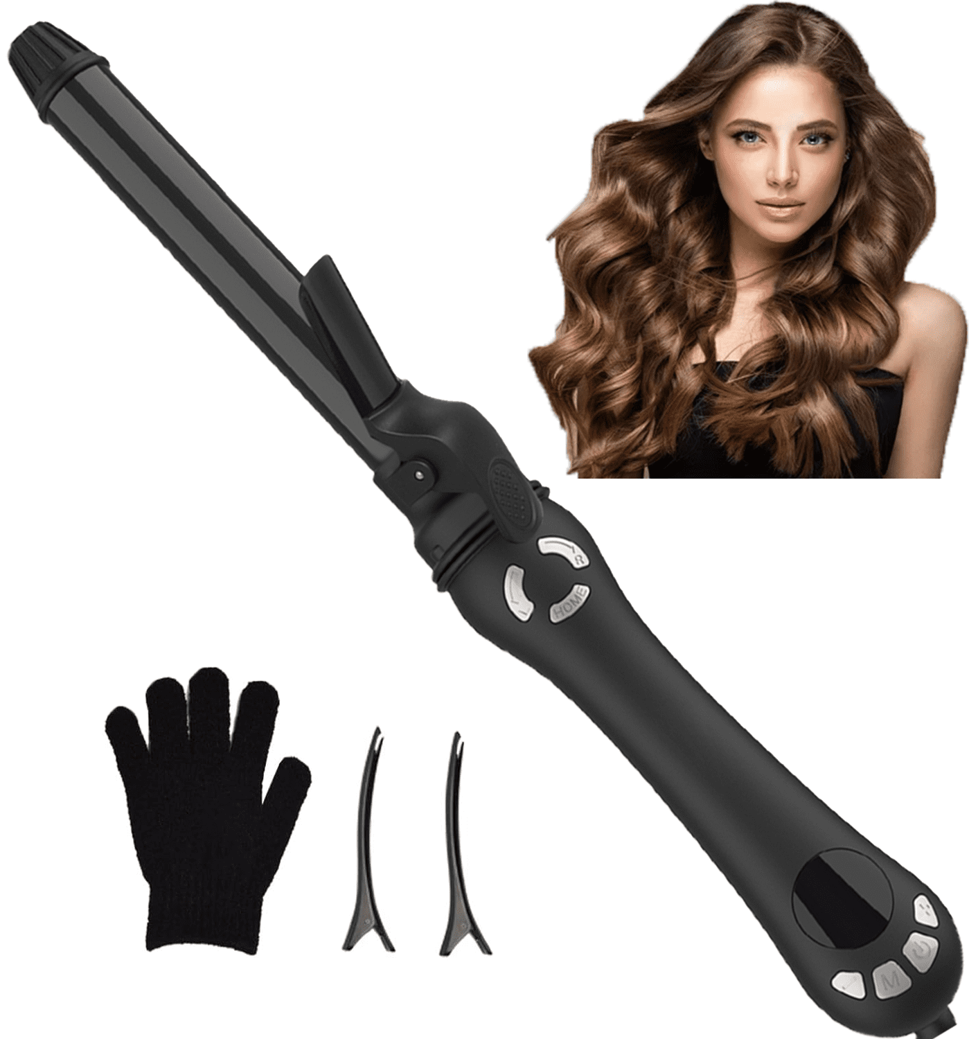 1-Inch Professional Rotating Curling Iron | Anti-Scald Automatic Hair Curler