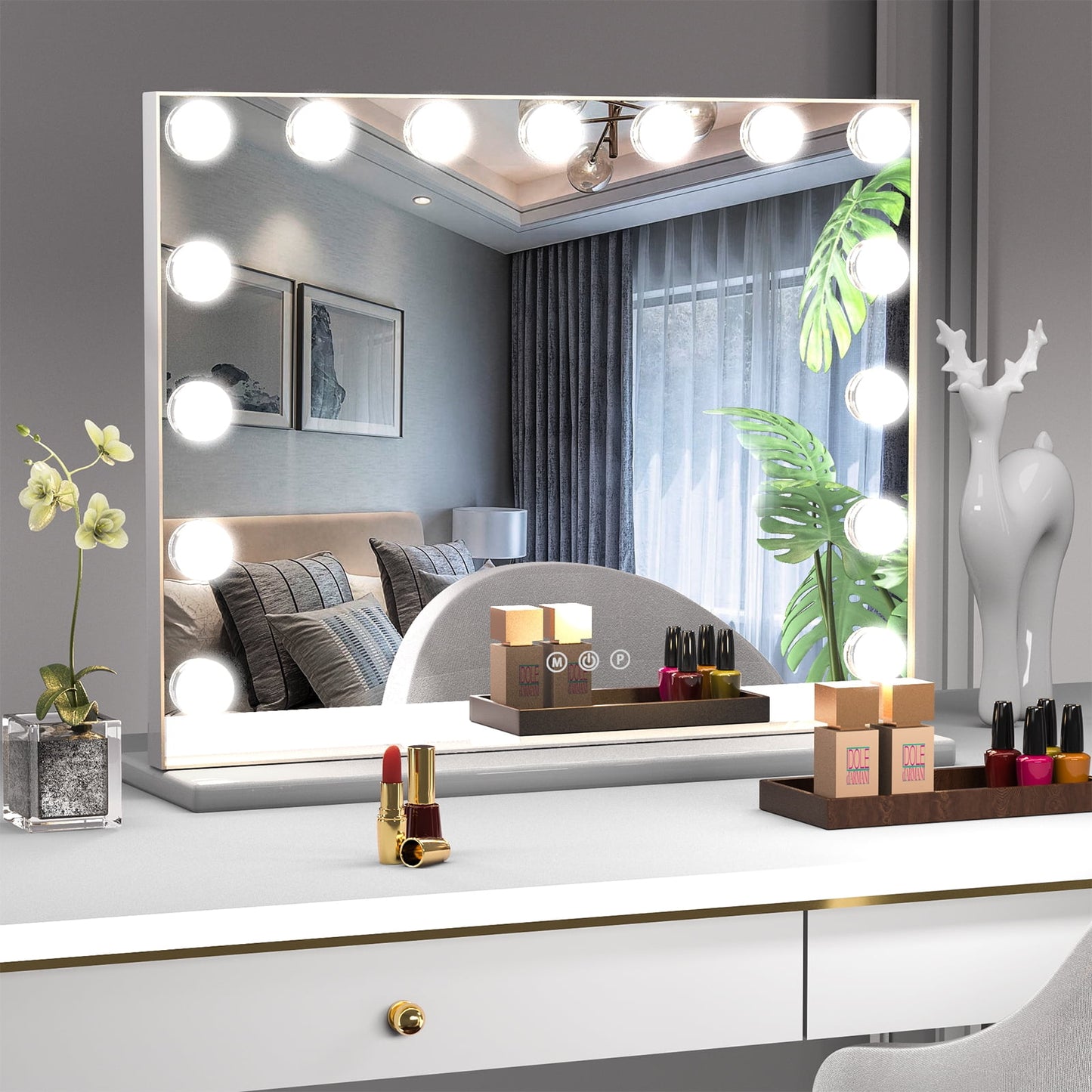 Hollywood Makeup Mirror with Lights | Large Lighted Vanity Mirror | 3 Color Modes