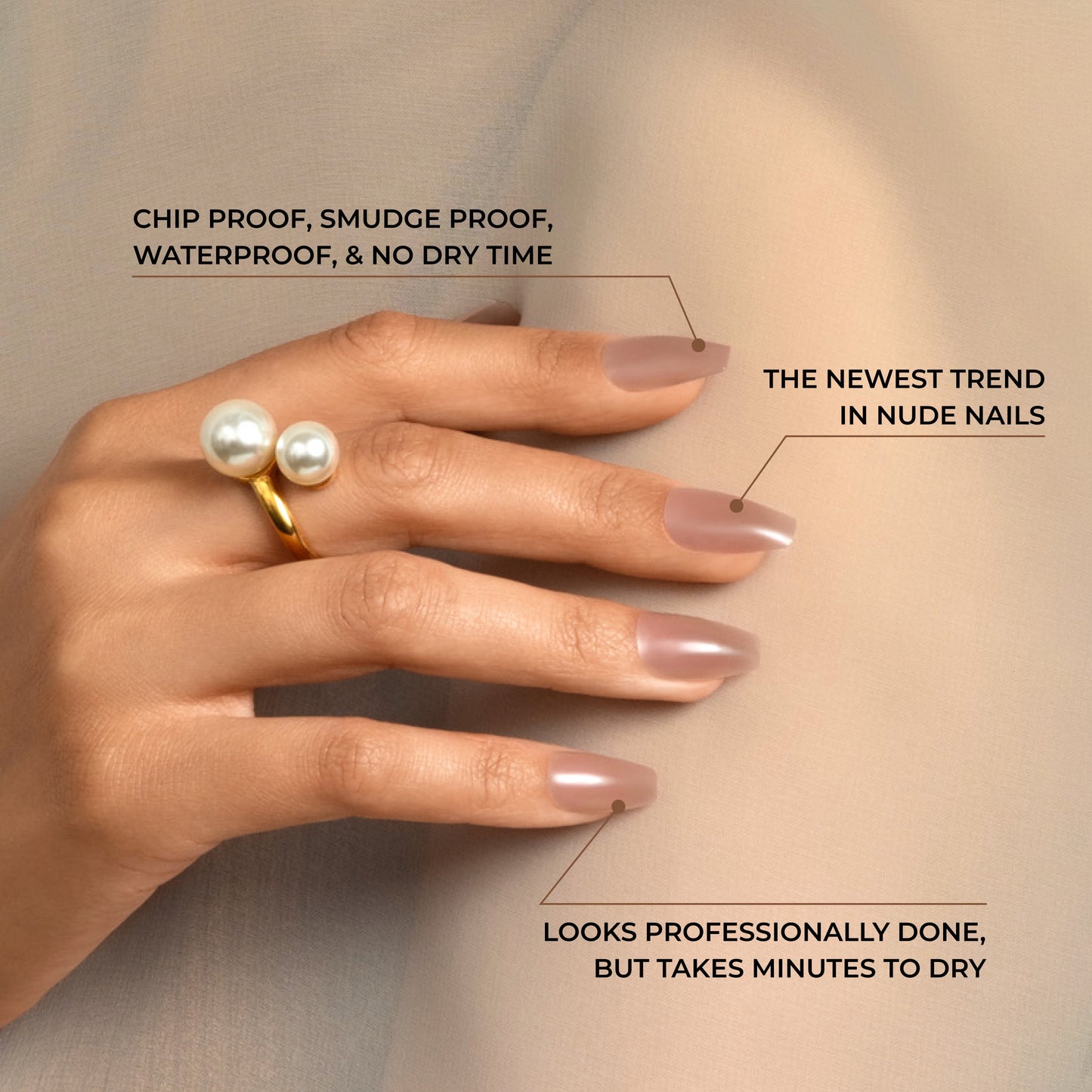 Press-On Nails | KISS Bare But Better | Medium Coffin | Nude Beige | 28 Count