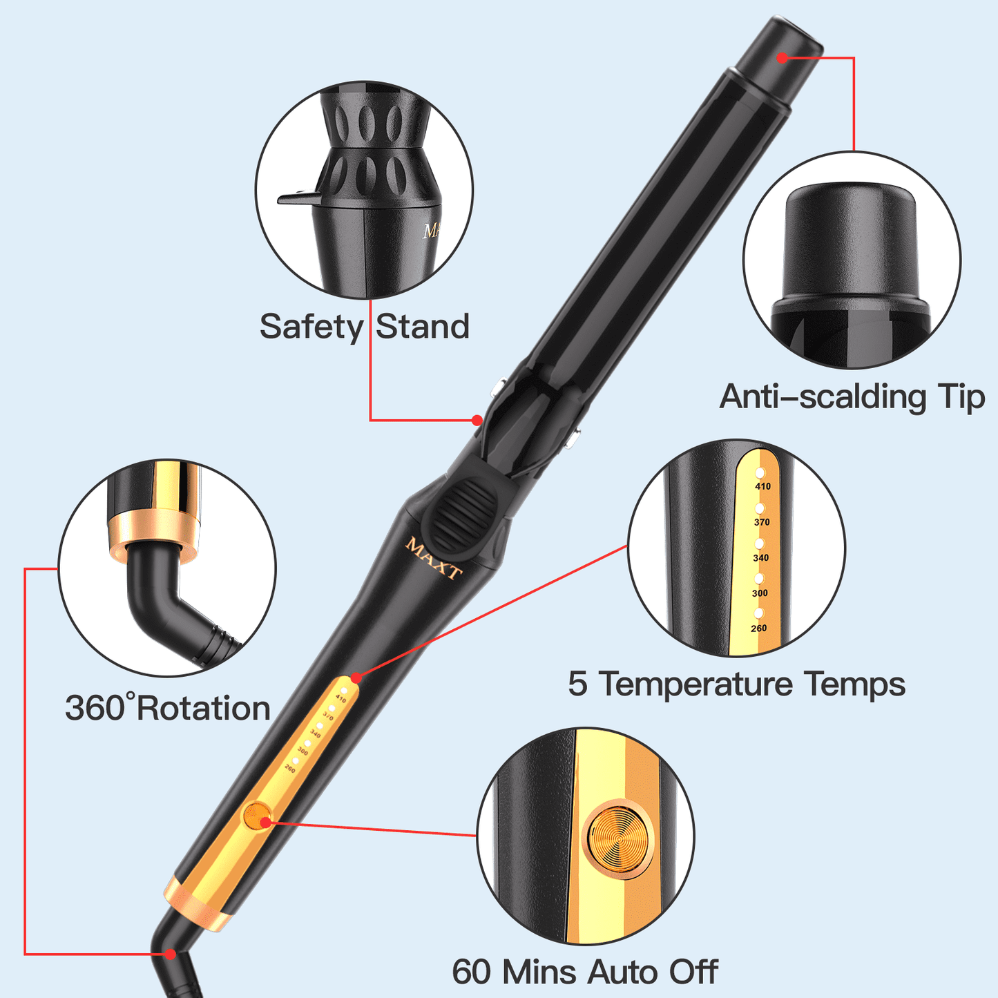 1-Inch Double Ceramic Curling Iron – Classic Curls for All Hair Lengths