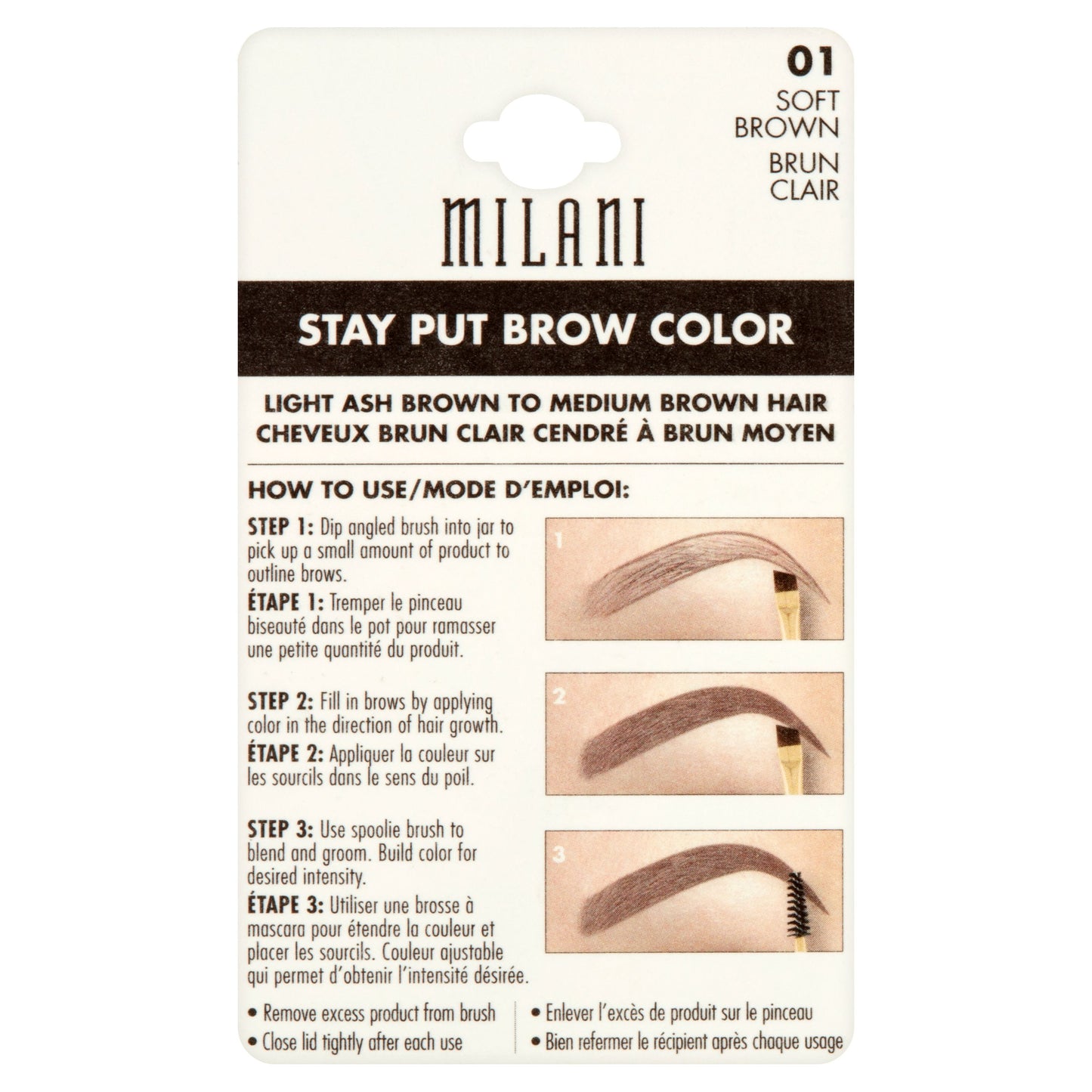 Milani Stay Put Brow Color | Soft Brown | Long-Lasting Formula, 0.09 Oz