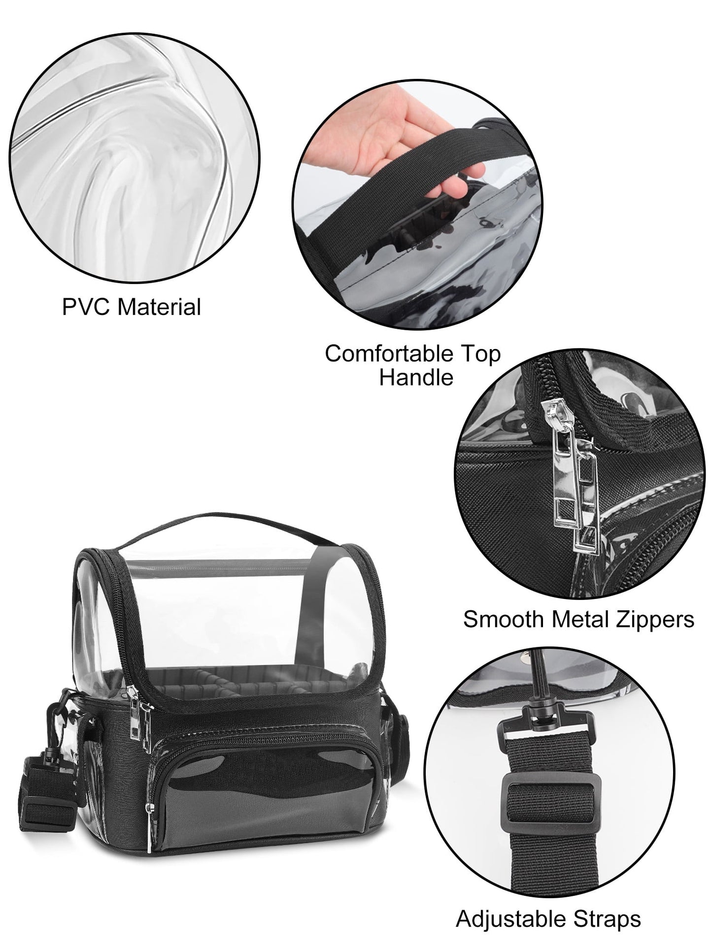 Clear Makeup Bag | EEEkit Travel Cosmetic Organizer | Adjustable Strap