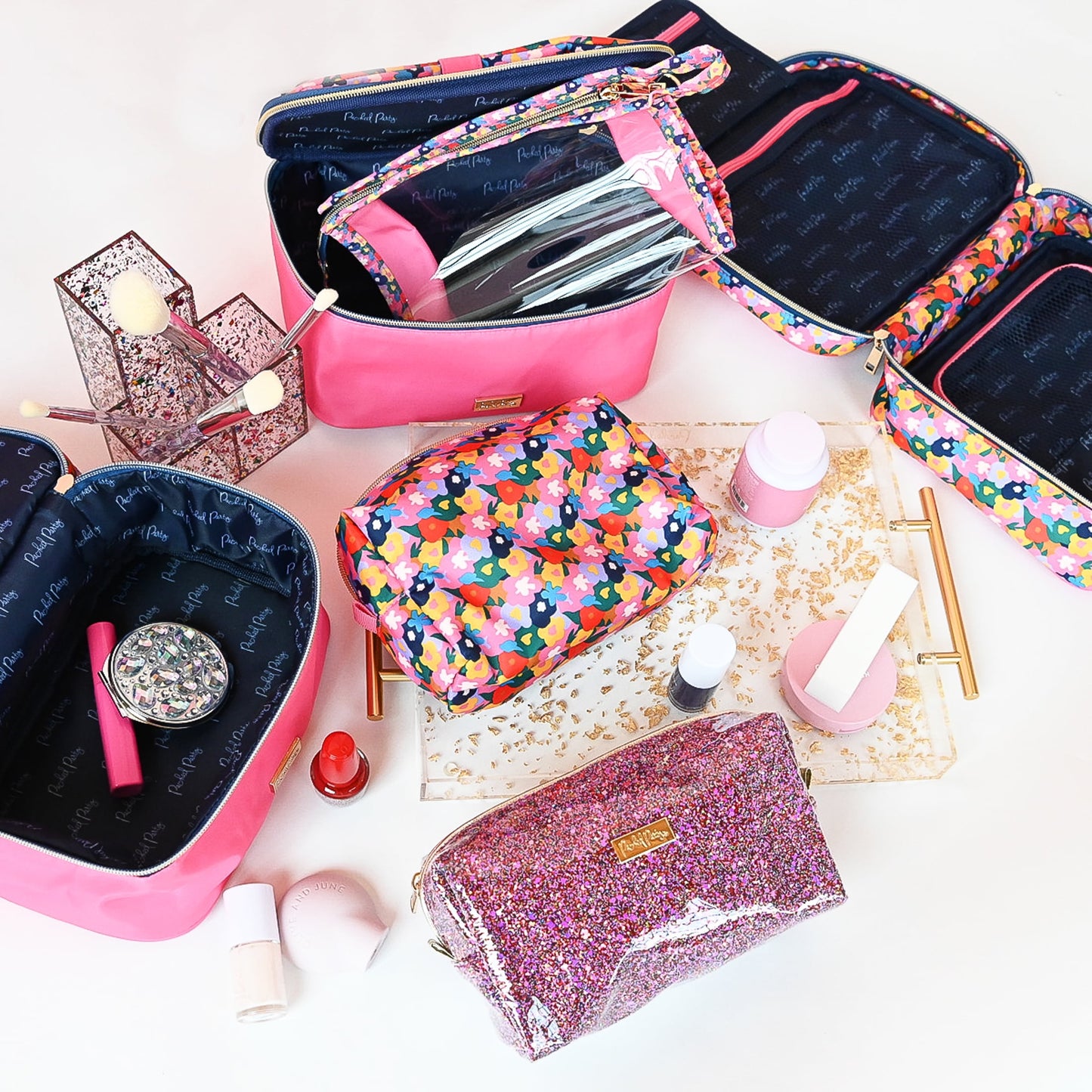 3-Piece Pink Cosmetic Bag Set | Stylish & Portable Makeup Organizer