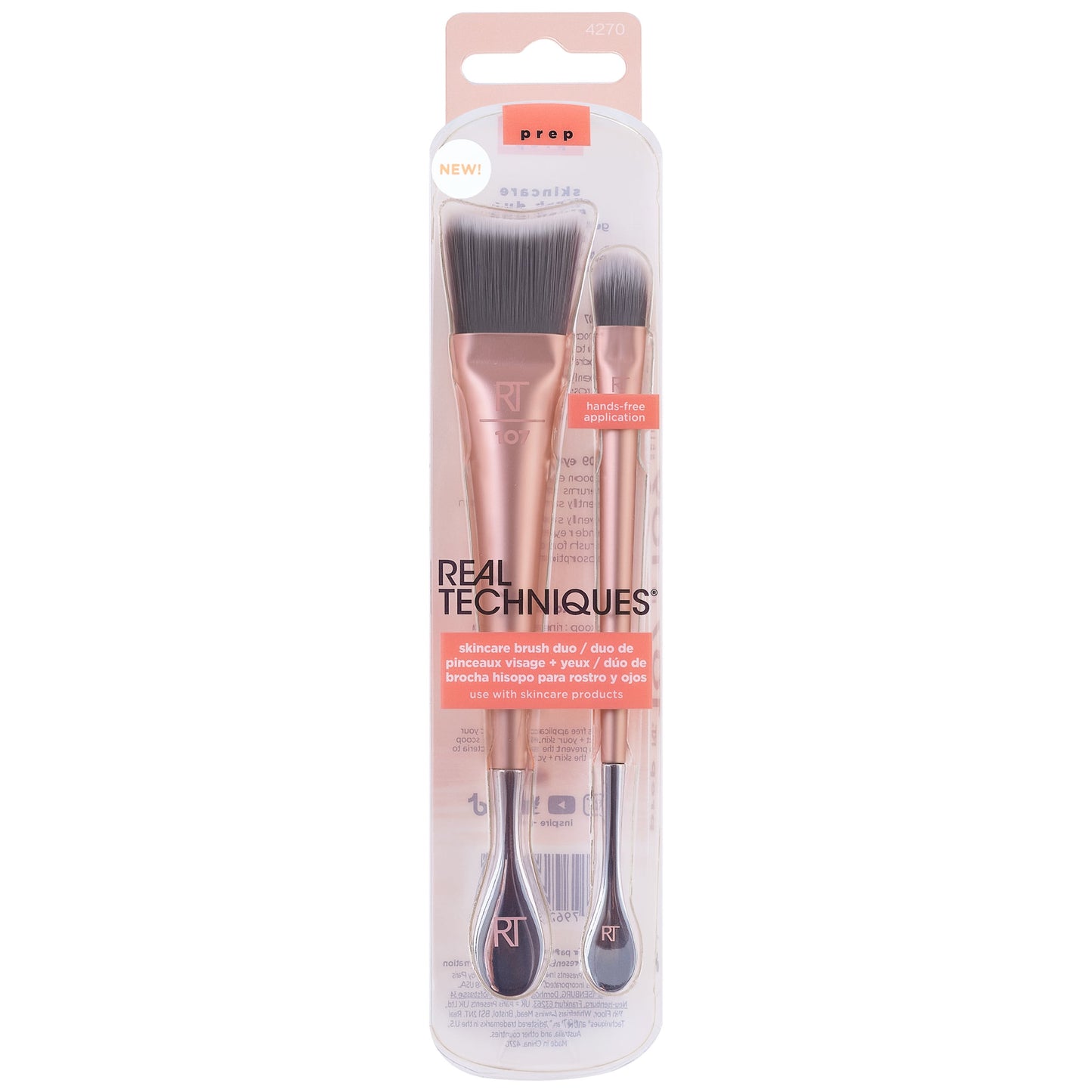 Real Techniques Skincare Brush Duo | Hygienic Stainless Steel Face & Eye Brushes