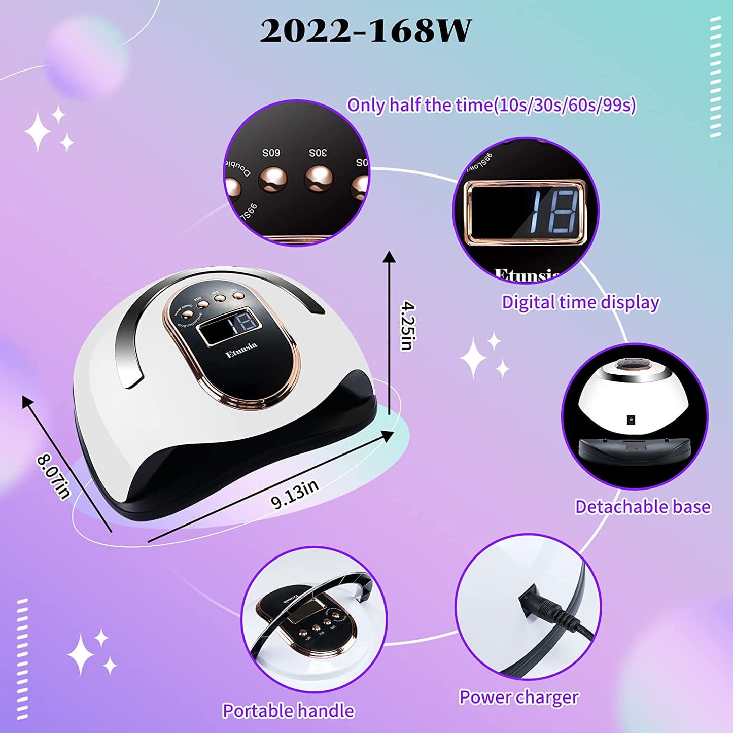 168W Professional UV LED Nail Dryer Lamp | Smart Sensor | Gel Manicure