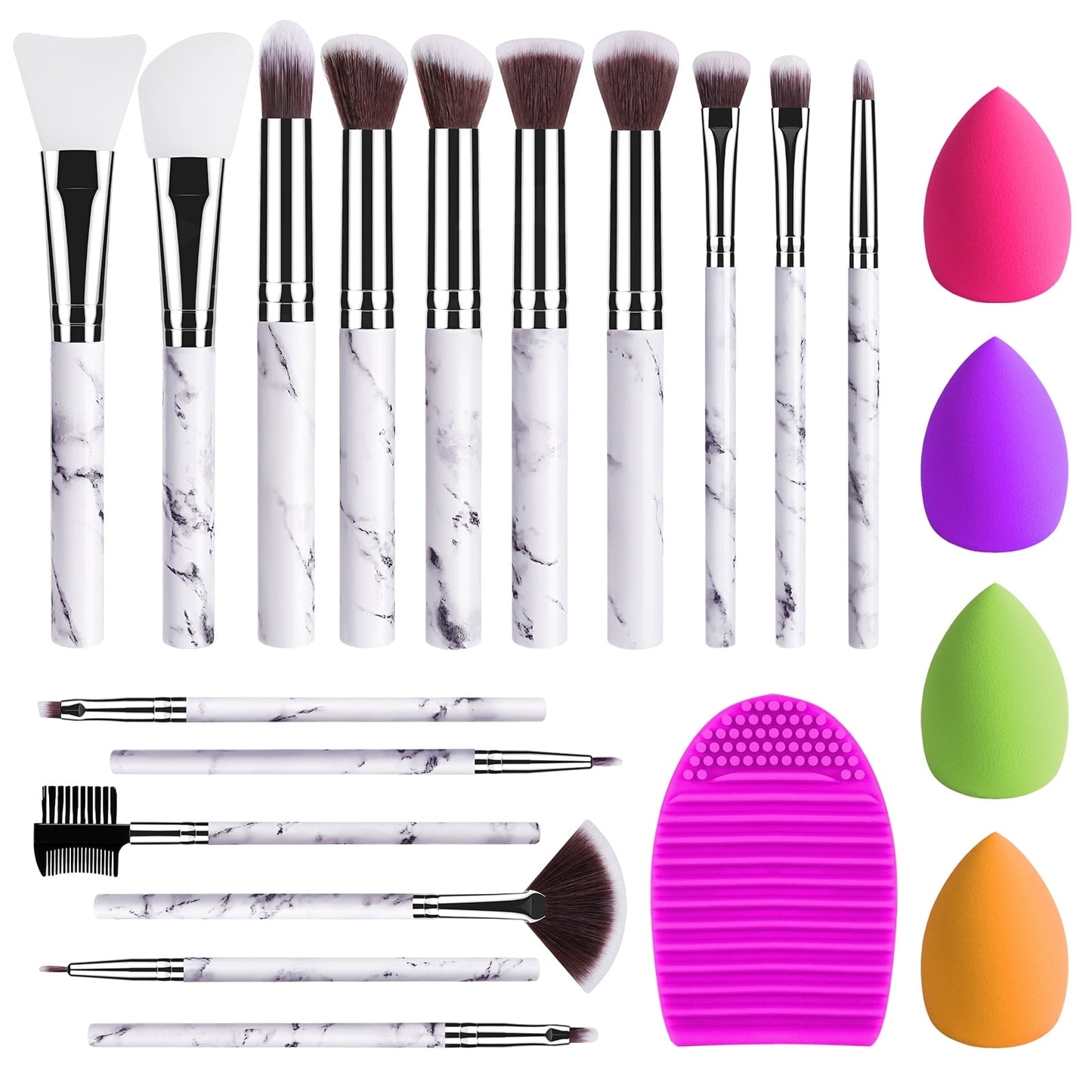 16-Piece White Makeup Brush Set | Synthetic Fibers | Perfect for Valentine's Day
