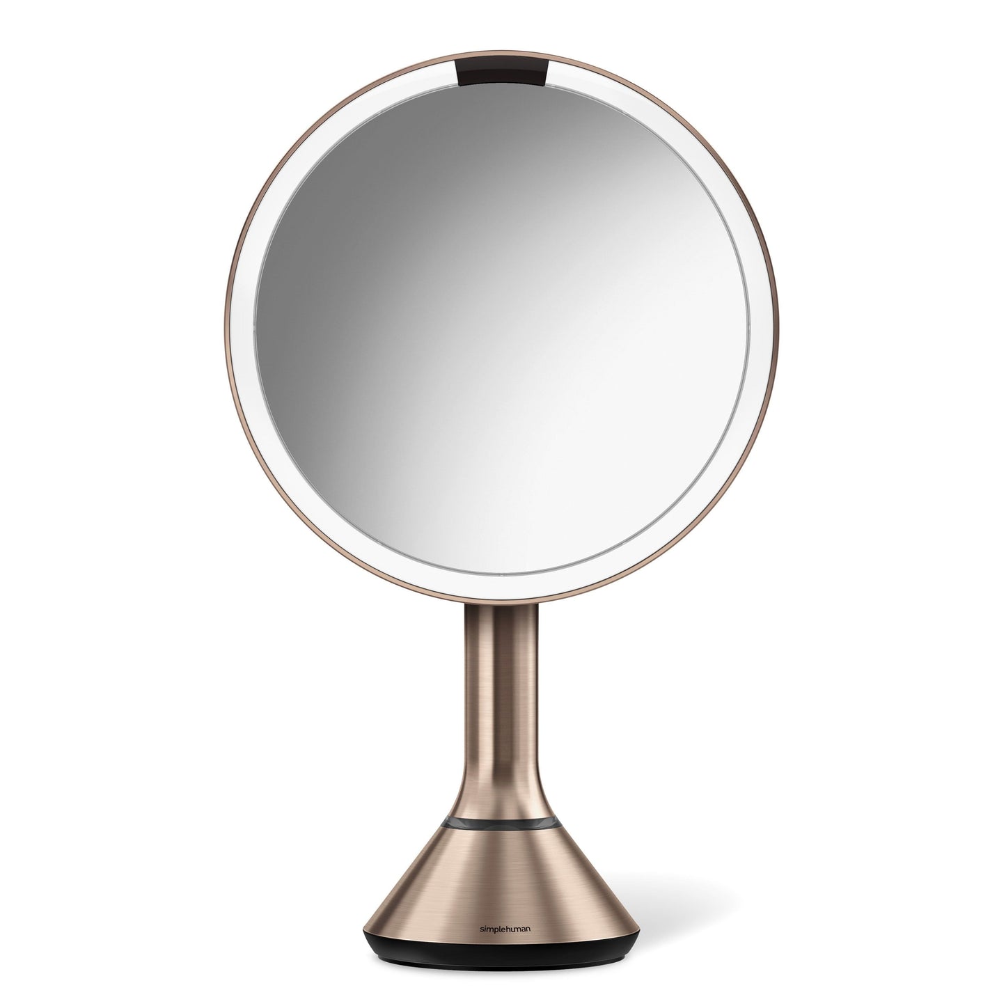 8” Round Sensor Makeup Mirror | Touch-Control Brightness, 5x Magnification, Rose Gold