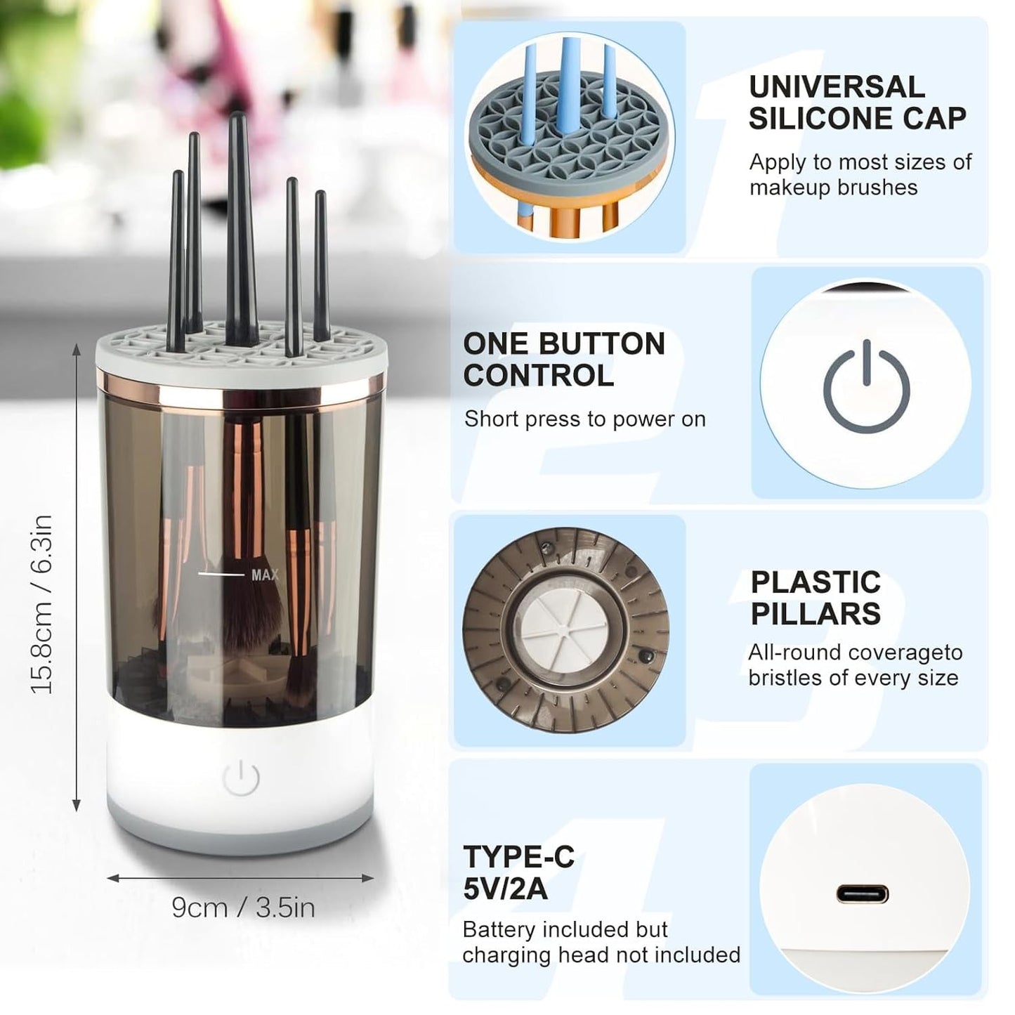 Portable Electric Makeup Brush Cleaner | USB Automatic Tool for All Brush Sizes