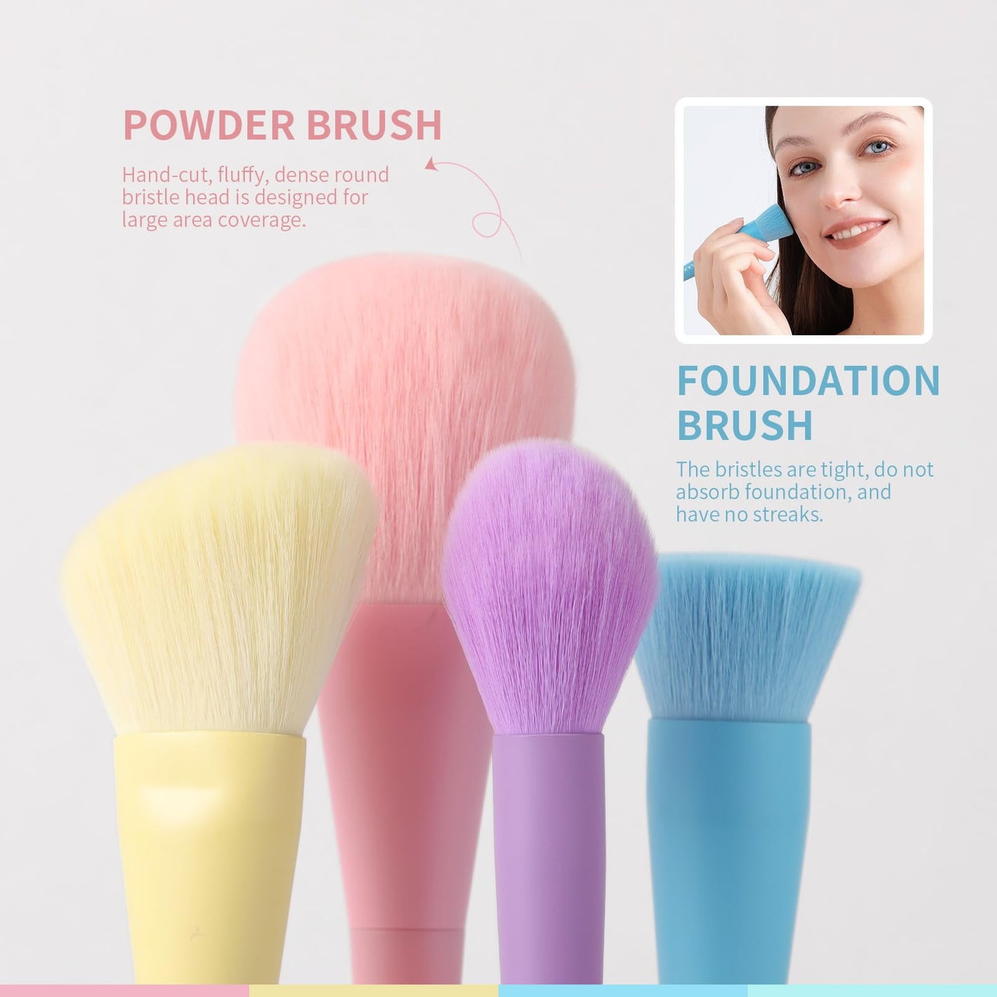 17-Piece Colorful Kabuki Makeup Brush Set | Perfect Gift for Valentine's Day