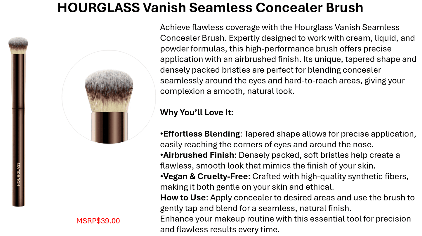 Hourglass Vanish Concealer Brush | Seamless Finish | New in Box