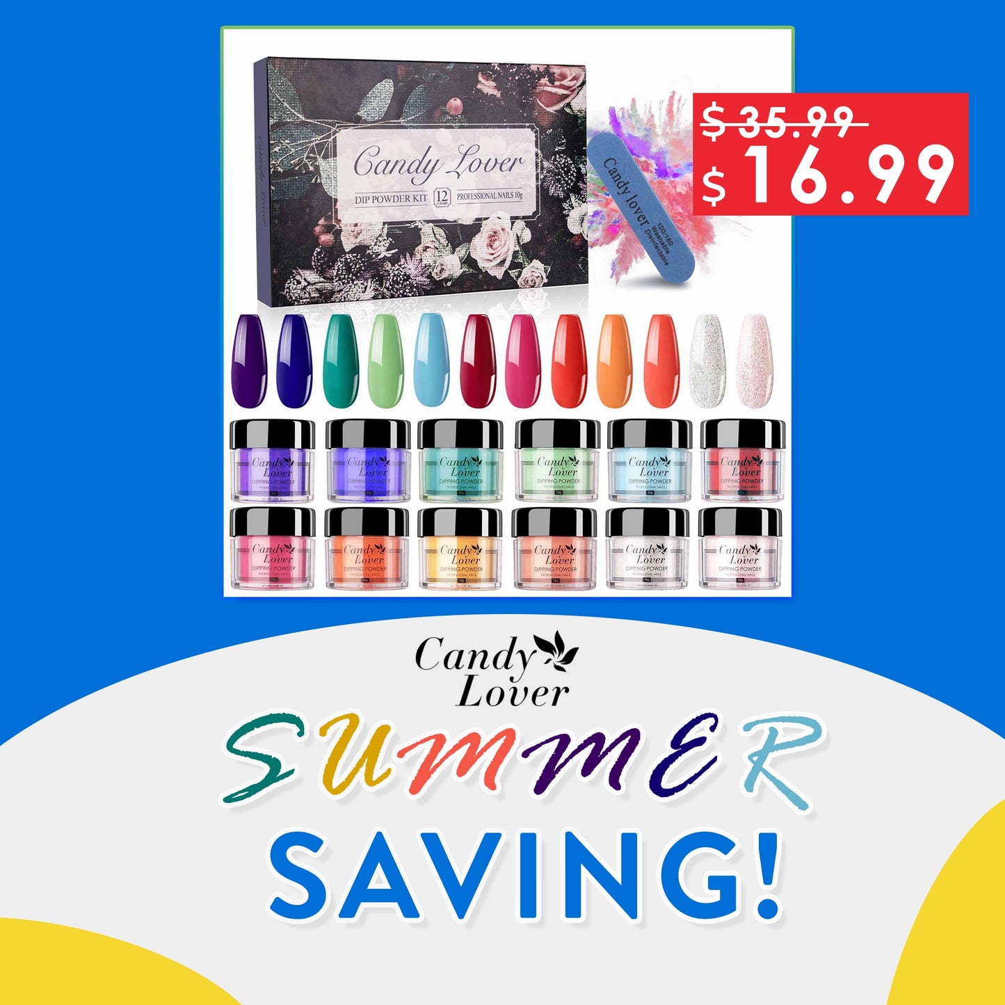 Candy Lover Dip Powder Kit | 12 Colors Nail Art Set for Women & Girls