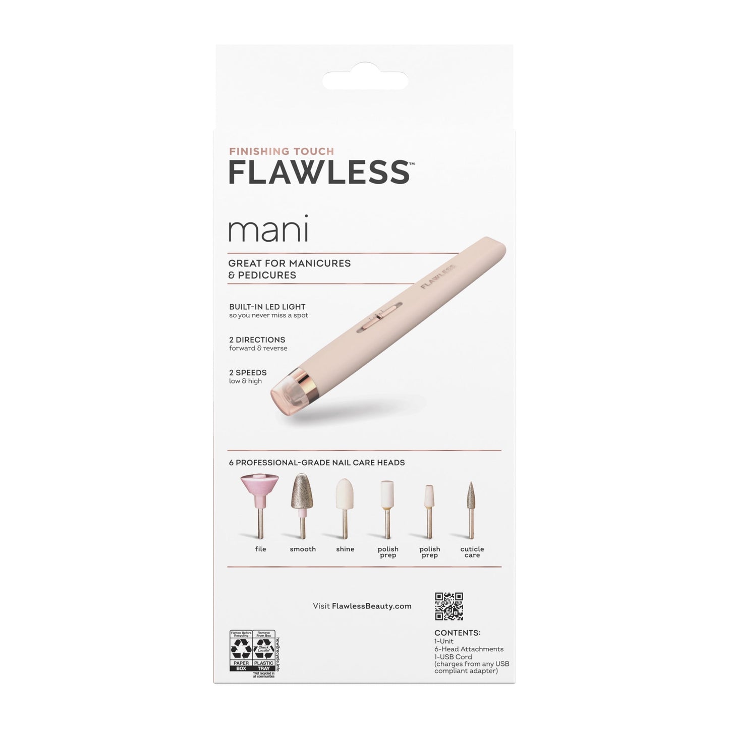 Rechargeable Pink Mani Device | 6 Attachments for Flawless Salon Nails