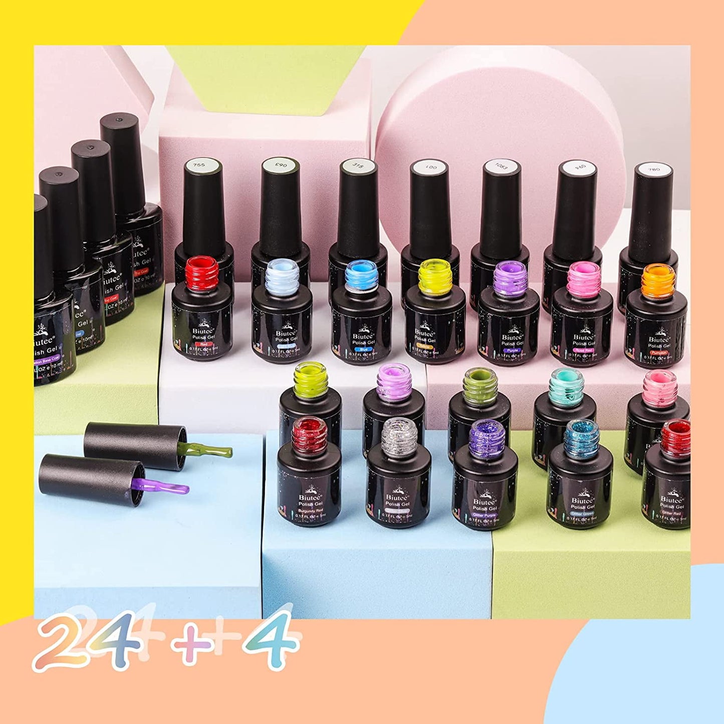28-Piece Gel Nail Polish Kit | 24 Colors | Poly Gel Set for Girls