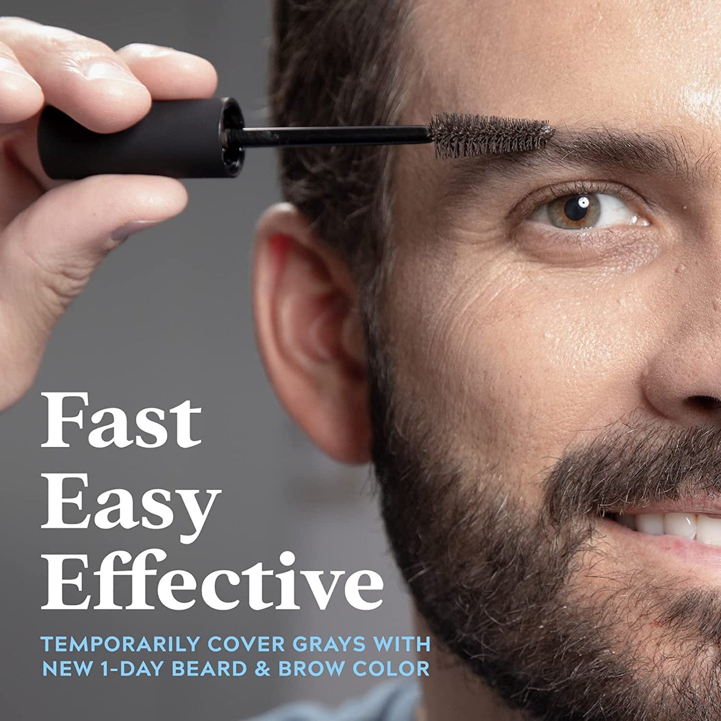 1-Day Beard & Brow Color | Temporary Dye for Men | Medium Brown, 30 Uses