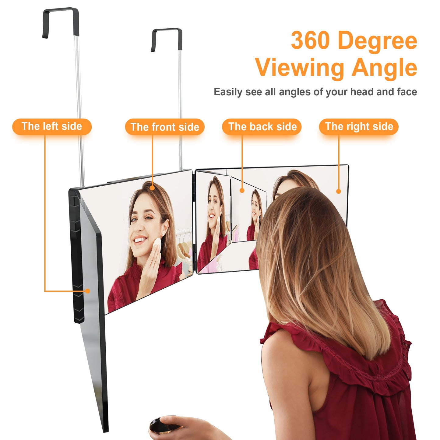 3-Way Tri-Fold Makeup Mirror | 5X Magnifying | 360° for Hair Styling