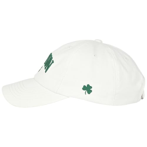 Unstructured White Irish Shamrock Cotton Dad Hat - Low Profile Cap for Men & Women