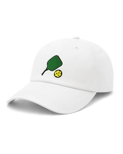 Pickleball Hat - Adjustable Embroidered Baseball Cap for Men Women - White, One Size