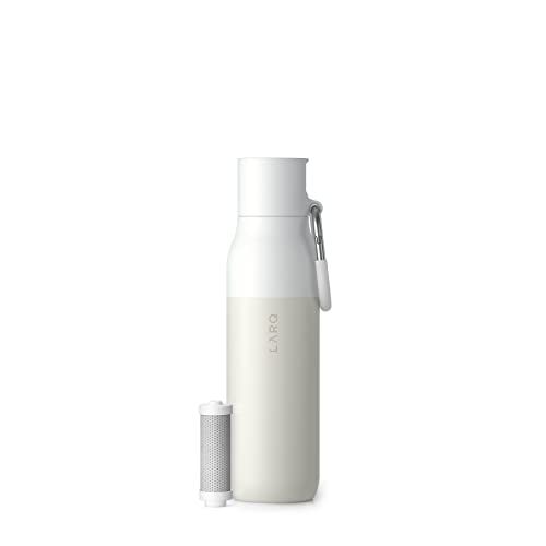 Insulated Stainless Steel Water Bottle with Filter Straw - 17 oz Granite White - Leakproof & BPA-Free
