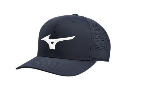 Unisex Golf Cap - Mizuno Tour Vent Adjustable Snapback Hat Navy White One Size