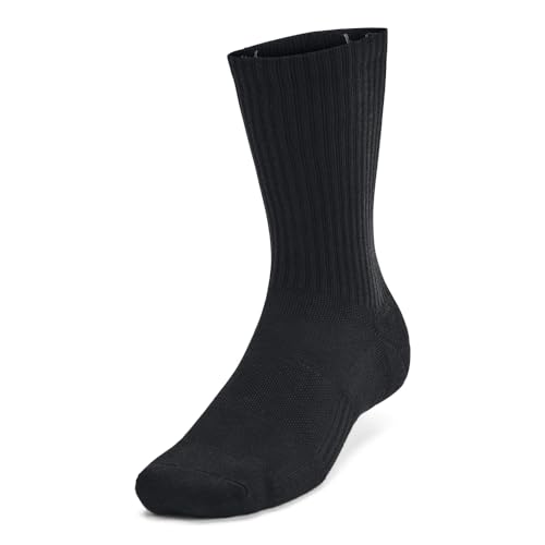Unisex Adult Cotton Crew Socks Multipacks - Large, Black & White, Under Armour