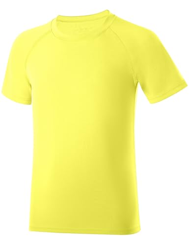 Boys UPF 50+ Short Sleeve Rash Guard Swim Shirt - Small Yellow