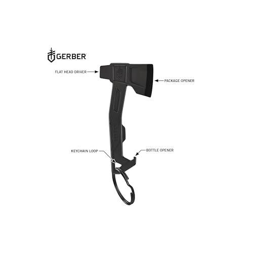 Gerber Gear Hatchet Keychain 3-in-1 Multitool, Clips to Pocket or Keychain with Bottle Opener, Flathead Driver, Package Opener, EDC Gear for Everyday Carry