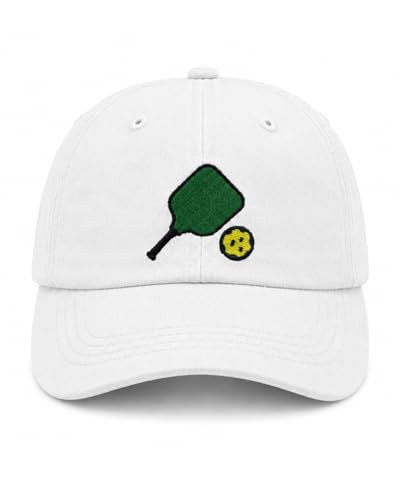 Pickleball Hat - Adjustable Embroidered Baseball Cap for Men Women - White, One Size