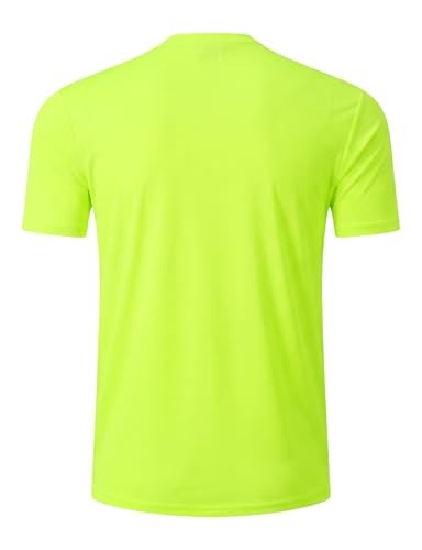 Men's Short Sleeve Athletic Mesh T-Shirt - Quick Dry, Breathable, Muscle Fit, Neon Yellow, Medium