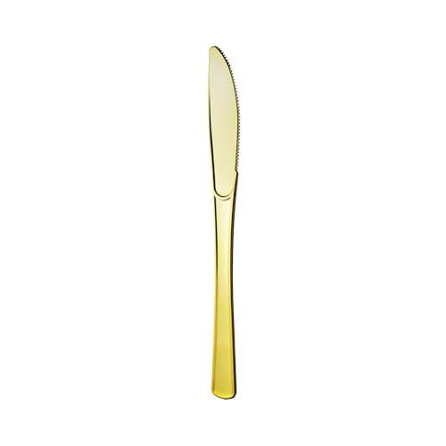 Party Essentials Disposable Plastic Cutlery - Shiny Gold Knives, 50 Count