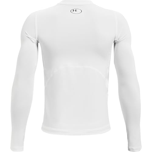 Under Armour Kids HeatGear Long Sleeve Compression Shirt - Small White & Black
