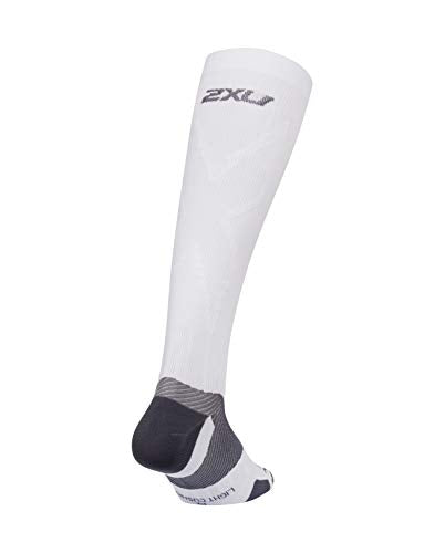 Full Length Athletic Compression Socks - Medium White Grey 2XU Vectr