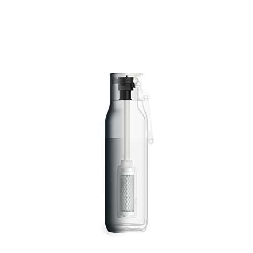 Insulated Stainless Steel Water Bottle with Filter Straw - 17 oz Granite White - Leakproof & BPA-Free