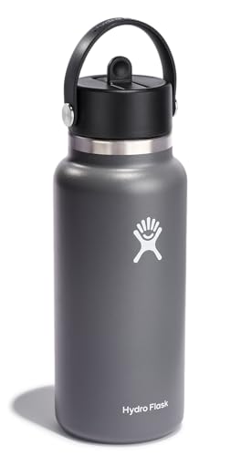 32 Oz Wide Mouth Insulated Water Bottle with Leakproof Flex Straw Cap