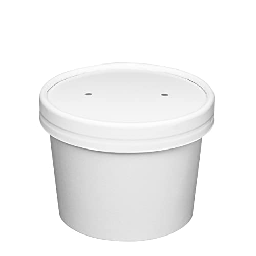 8 oz. Disposable Paper Food Containers with Vented Lids - Pack of 25
