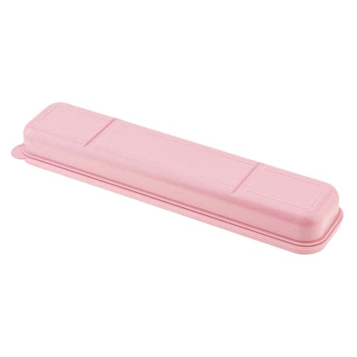 OriGlam 1pcs Reusable Utensils Wheat Straw Travel Cutlery Box, Portable Tableware Flatware Box for Picnic Camping (Pink)