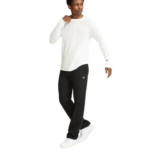 Champion Men's Open-Bottom Lounge Pants Large Black - Lightweight Cotton