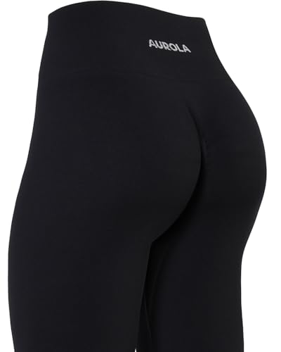 AUROLA Power Workout Leggings for Women Medium Set Black+Black Tummy Control Squat Proof Seamless Active Pants