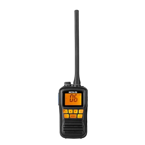 Retevis RM01 Handheld Marine Radio, Floating IP67 Waterproof, Portable Marine Two-Way Radios, NOAA Weather, International Channels, Vibration Drainage, Backlit, Boat Radio for Kayak Fishing(1 Pack)