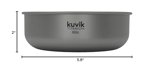 Kuvik Titanium Bowl 650ml (22 oz) - Ultralight and Compact Bowl for Backpacking, Camping, and Survival