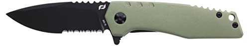 EDC Folding Knife 6.5in AUS-10 Steel Blade Green Aluminum Handle Locking Blade