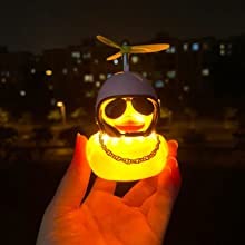 ACEDOAMARE Duck Bike Bell, Cute Rubber Yellow Duck Bicycle Accessories with LED Light Propeller Helmet Squeeze Horns for Cycling Motorcycle Handlebar Bicycle (Straw hat)