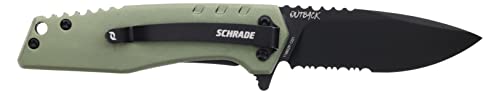 EDC Folding Knife 6.5in AUS-10 Steel Blade Green Aluminum Handle Locking Blade