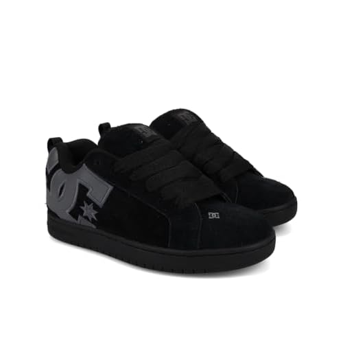 DC Men's Court Graffik SE Skate Sneaker Shoe, Black/Black/Grey, 14