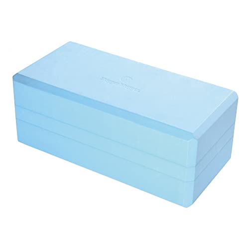 Blue Large Foam Yoga Block - Extra Large Support Beveled Edges for Taller or Less Flexible Yogis