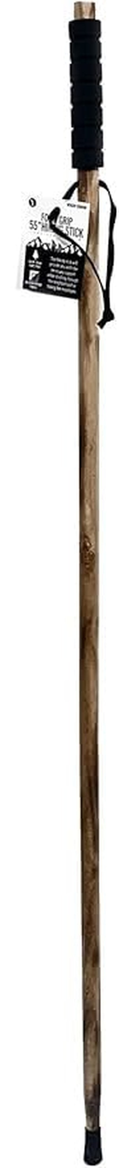 SE 55-Inch Foam Grip Wooden Hiking, Walking, Trekking Stick, Spiked Tip and Metal Reinforced Tip Cover Made with Hard Pine Wood - WS620-55BNBR