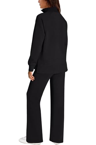 Women’s 2 Piece Tracksuit Set Small Black Half Zip Long Sleeve Fall Outfit