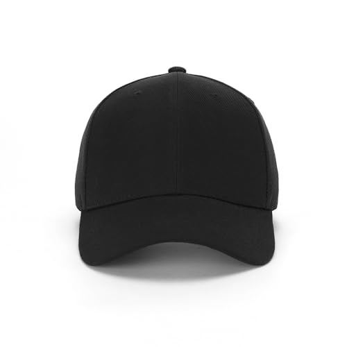 Unisex Adjustable Baseball Cap Set - 12 Black One Size Caps - Plain Design